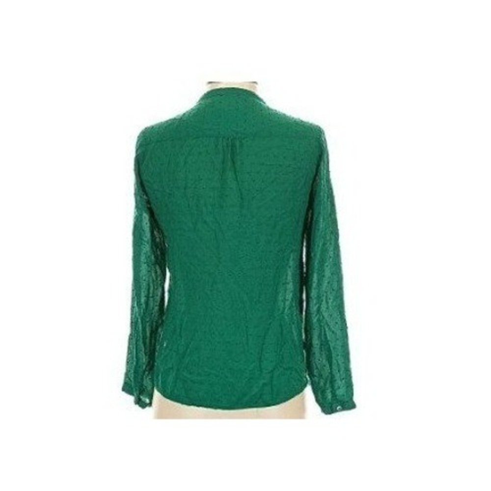 Maeve Anthropologie Green Swiss Dot Split Neck Blouse Size S - Picture 3 of 10